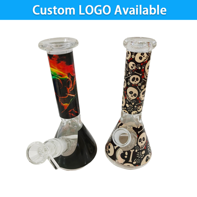 Honghui Smoking Wholesale Custom LOGO 8inch Glass Bong Waterpipe Beaker Bong