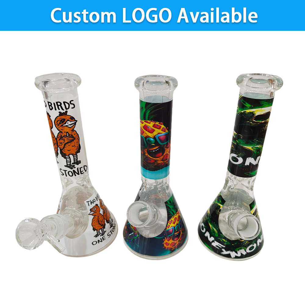Wholesale Custom LOGO Smoking Glass Bong 8inch Waterpipe Beaker Bong