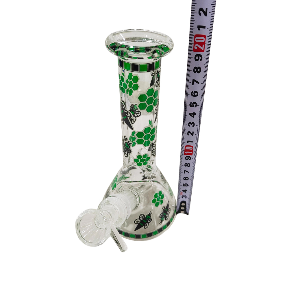 Wholesale Cusom LOGO Available 8inch Honey Bee Glass Bong Waterpipe Beaker Bong