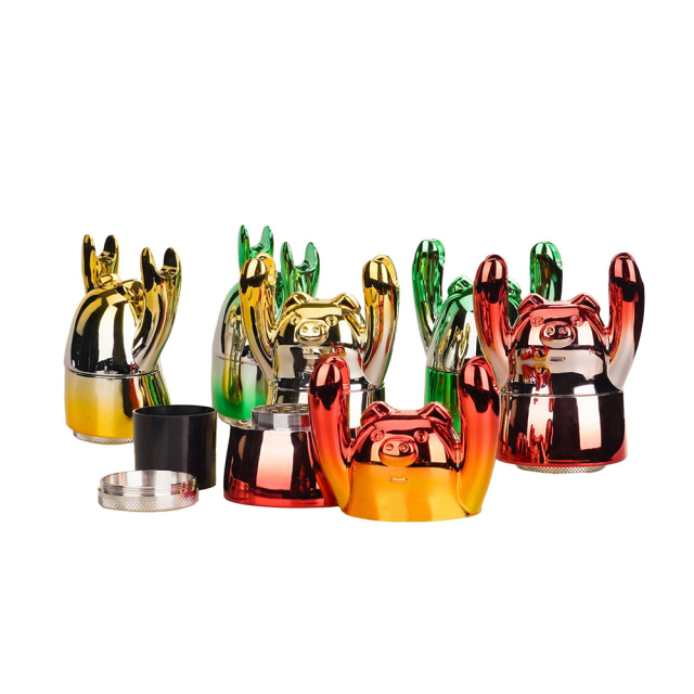 Wholesale Electroplated Colored Pig Design Herb Grinder Weed Grinder
