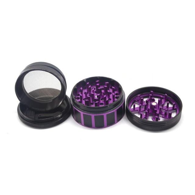 Wholesale Transparent Lid Lightning Design Eight-Tooth Aluminum Alloy Weed Grinder