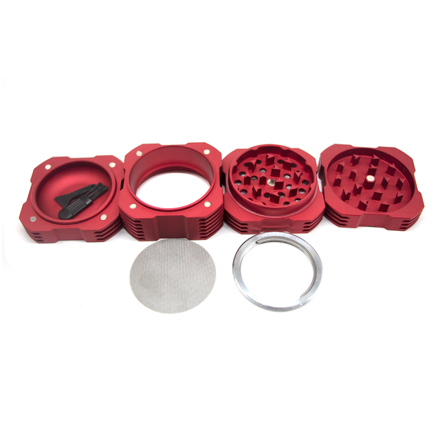 Wholesale Creative Square Shape Metal Aluminum Alloy Herb Grinder Weed Grinder