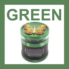 Wholesale Diamond Butterfly Design 63mm-4parts Aluminum Alloy Wooden Herb Grinder with Drawer