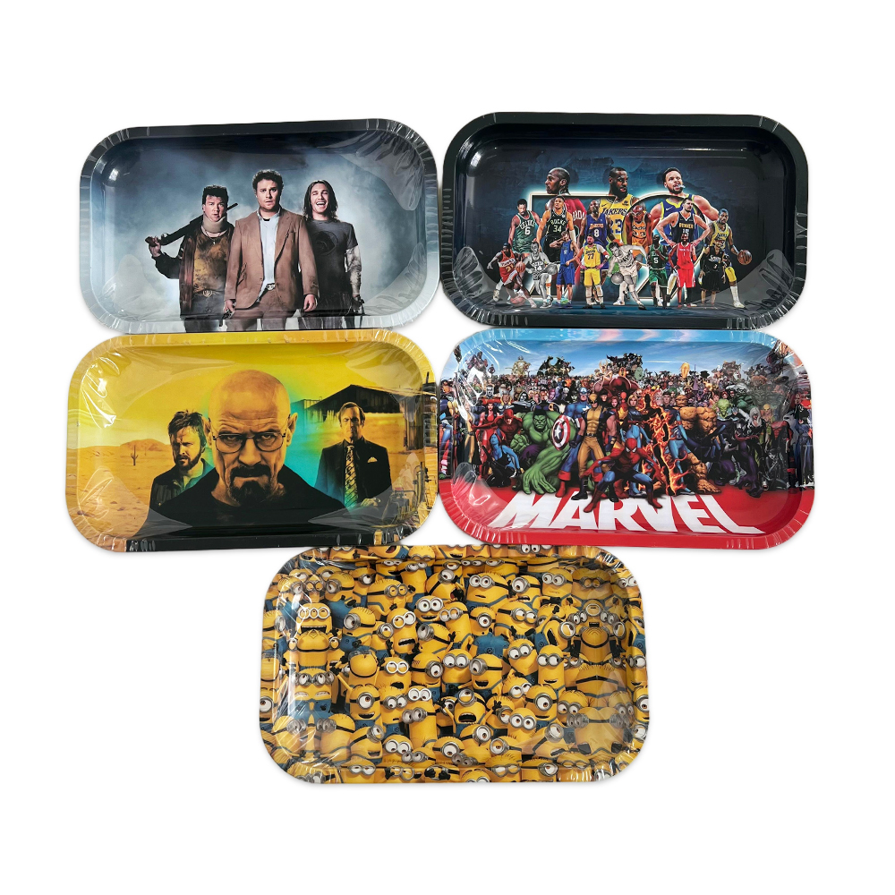 Wholesale Middle Size 27*16cm Pineapple Express Design Tinplate Rolling Tray in Stock