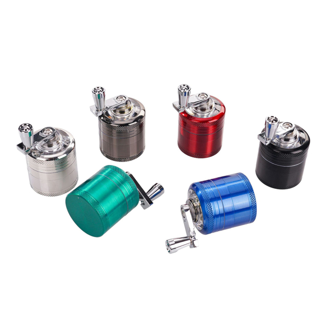 Wholesale 40mm-4parts Hand-Cranked Zinc Alloy Herb Grinder Metal Handle Weed Grinder