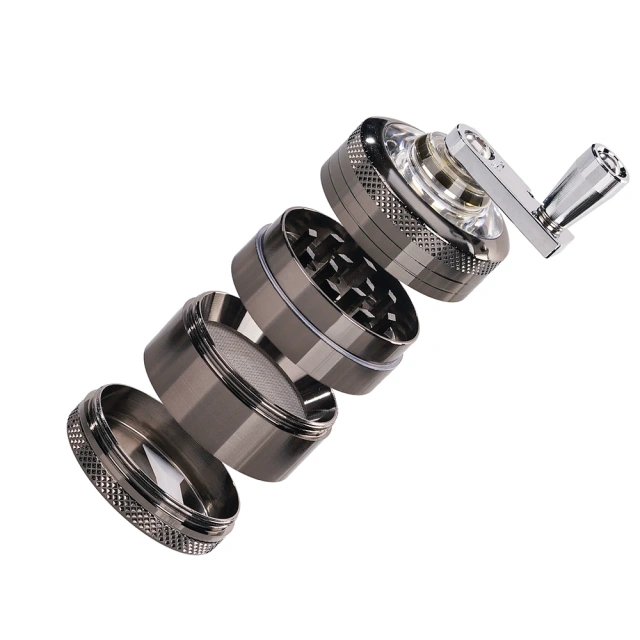 Wholesale 40mm-4parts Hand-Cranked Zinc Alloy Herb Grinder Metal Handle Weed Grinder