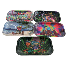 Wholesale Middle Size 27*16cm Woody Design Tinplate Rolling Tray in Stock