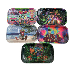 Wholesale Middle Size 27*16cm Woody Design Tinplate Rolling Tray in Stock