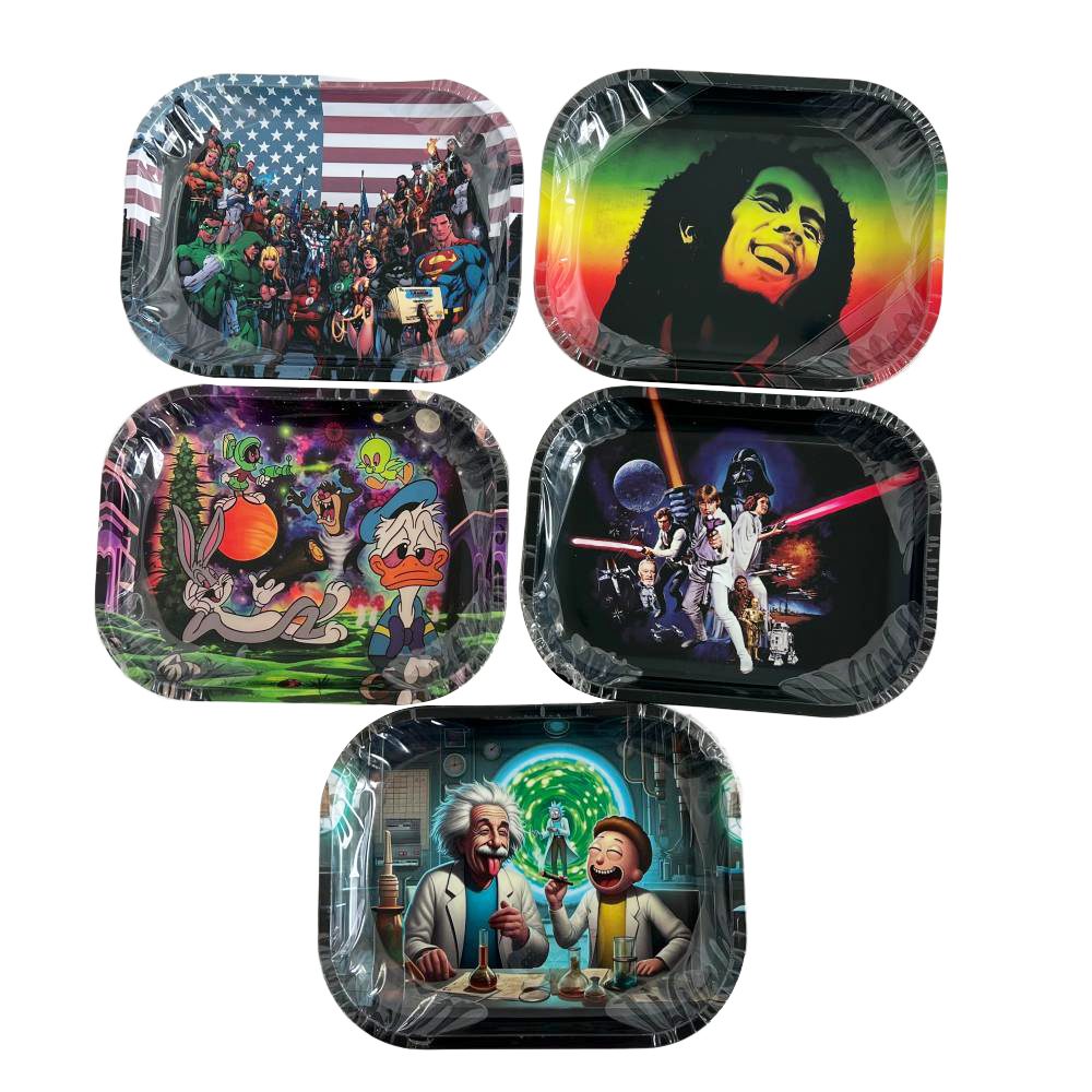 Wholesale Cartoon Design 18*14cm Tinplate Rolling Tray in Stock