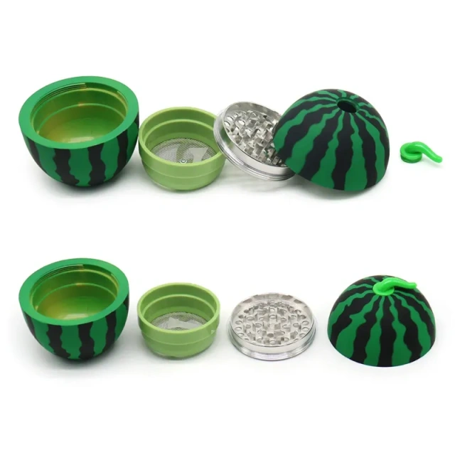 Honghui Smoking Wholesale 76mm-4parts Watermelon Shaped Design Zinc Alloy Weed Grinder
