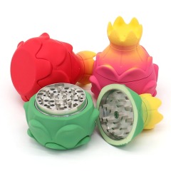 Honghui Smoking Wholesale 75mm-4parts Dragon Fruit Shaped Design Zinc Alloy Weed Grinder