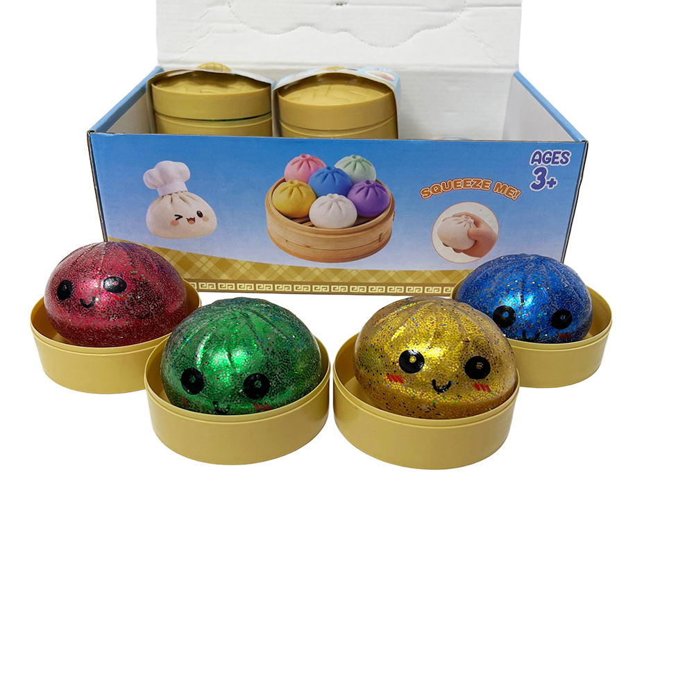 Wholesale Hot Selling Stress-relief Toys Surprise Box Shiny Squeezy Dumpling with Display Box