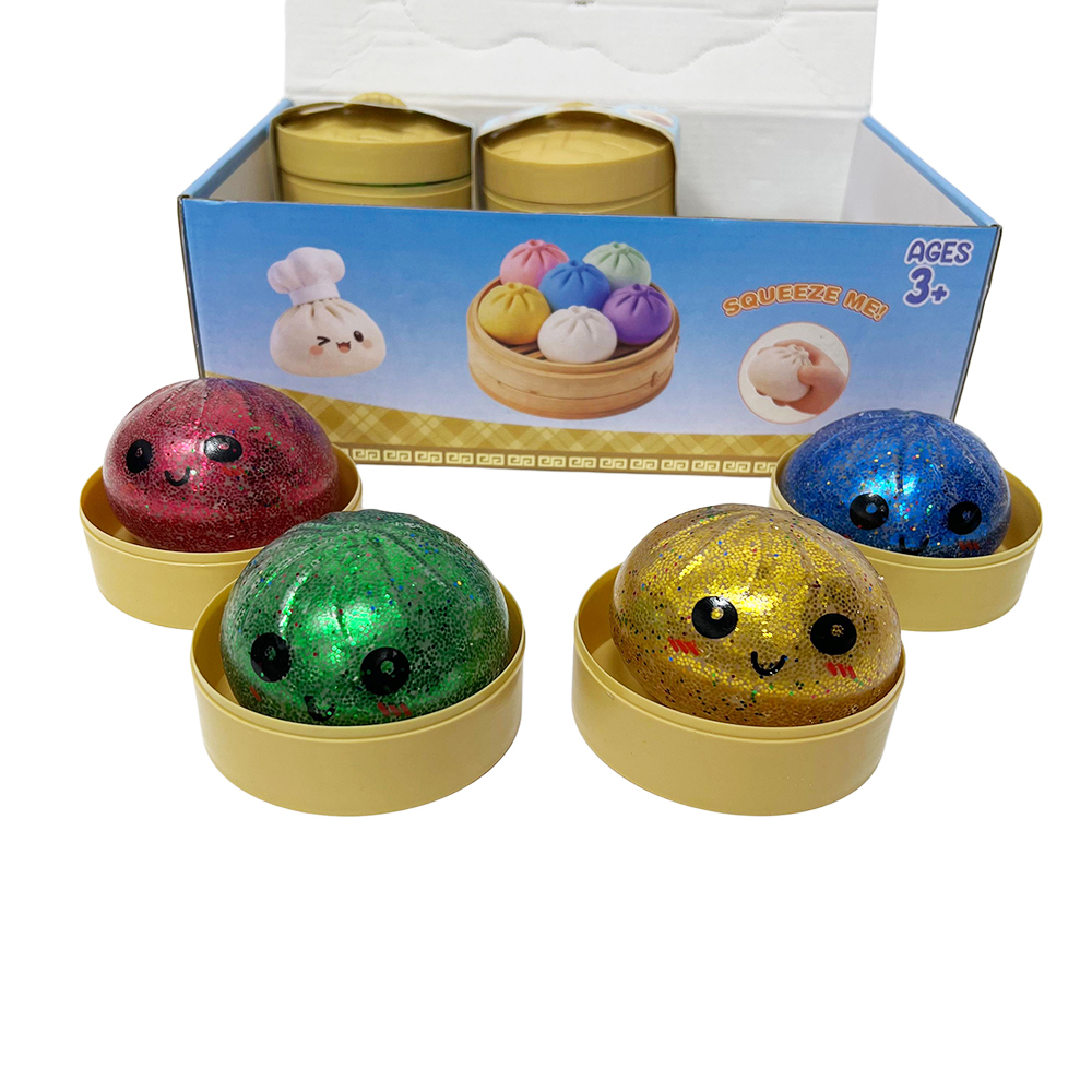 Wholesale Hot Selling Stress-relief Toys Surprise Box Shiny Squeezy Dumpling with Display Box