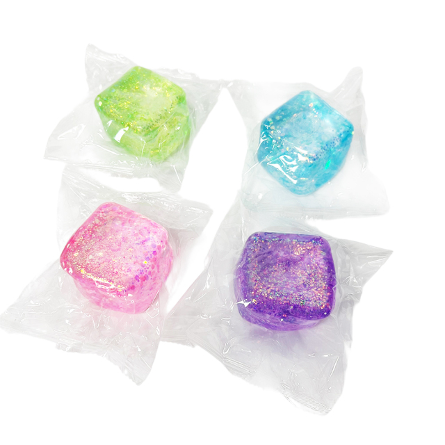 Wholesale Hot Selling Stress-relief Toys Cube Squeeze Ball with Glitter