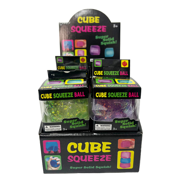 Wholesale Hot Selling Stress-relief Toys Cube Squeeze Ball with Glitter