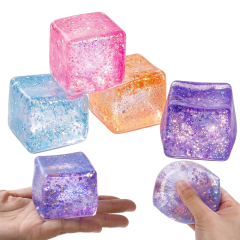 Wholesale Hot Selling Stress-relief Toys Cube Squeeze Ball with Glitter