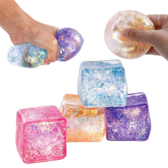 Wholesale Hot Selling Stress-relief Toys Cube Squeeze Ball with Glitter