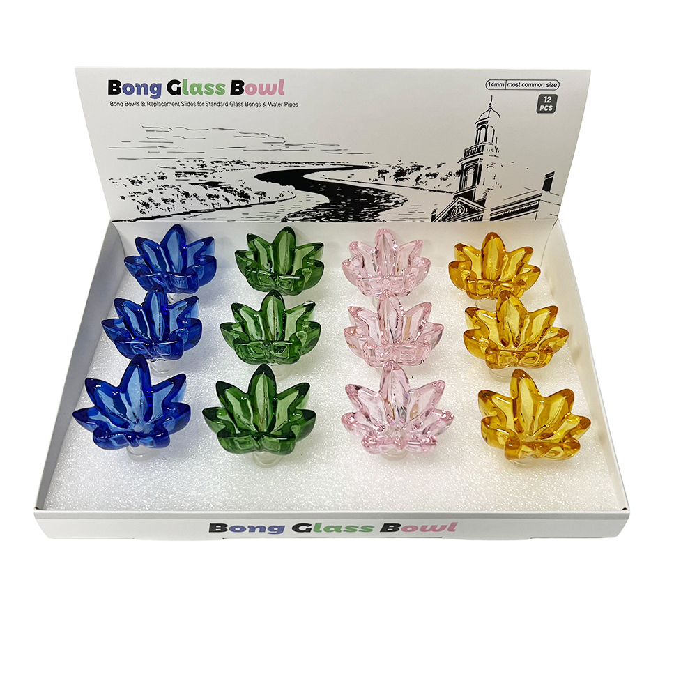 Wholesale Bong Bowls Manufacture 14mm Colorful Leaf Shaped Glass Bowl Slide in Stock