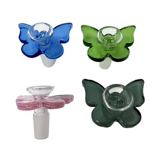Wholesale Factory Directly Bong Bowls 14mm Mix Color Butterfly Shaped Glass Bowl Slide with Display Box