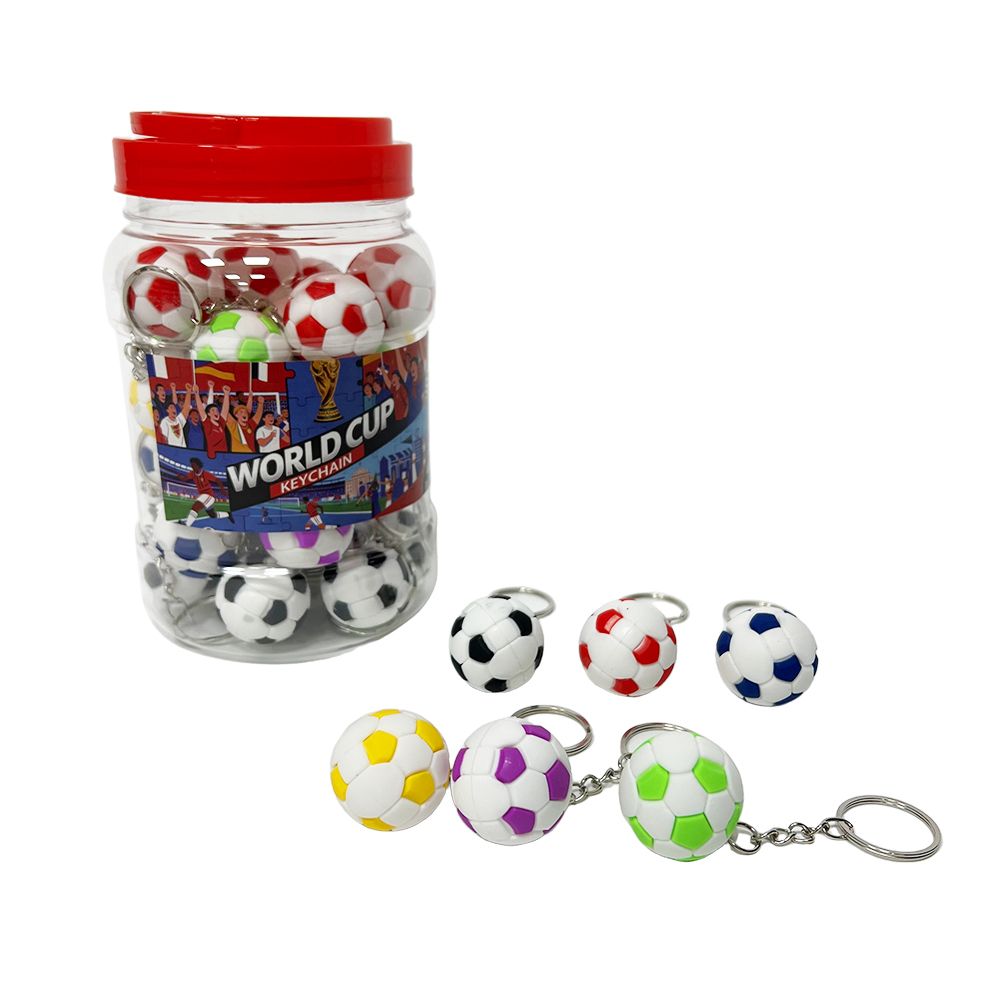 Wholesale Popular World Cup Cheap Price Colorful Football Keychain in Jar