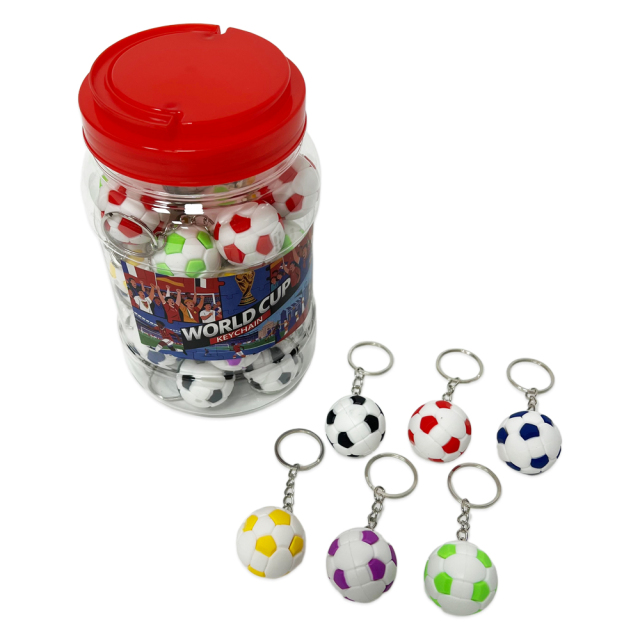Wholesale Popular World Cup Cheap Price Colorful Football Keychain in Jar
