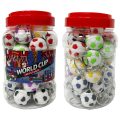 Wholesale Popular World Cup Cheap Price Colorful Football Keychain in Jar