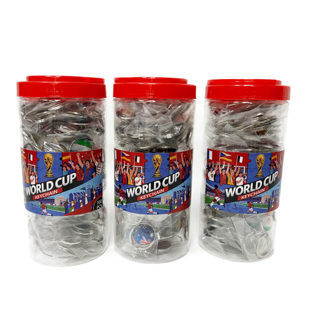 Wholesale Popular World Cup Cheap Price Colorful Football Team Flag Keychain in Jar