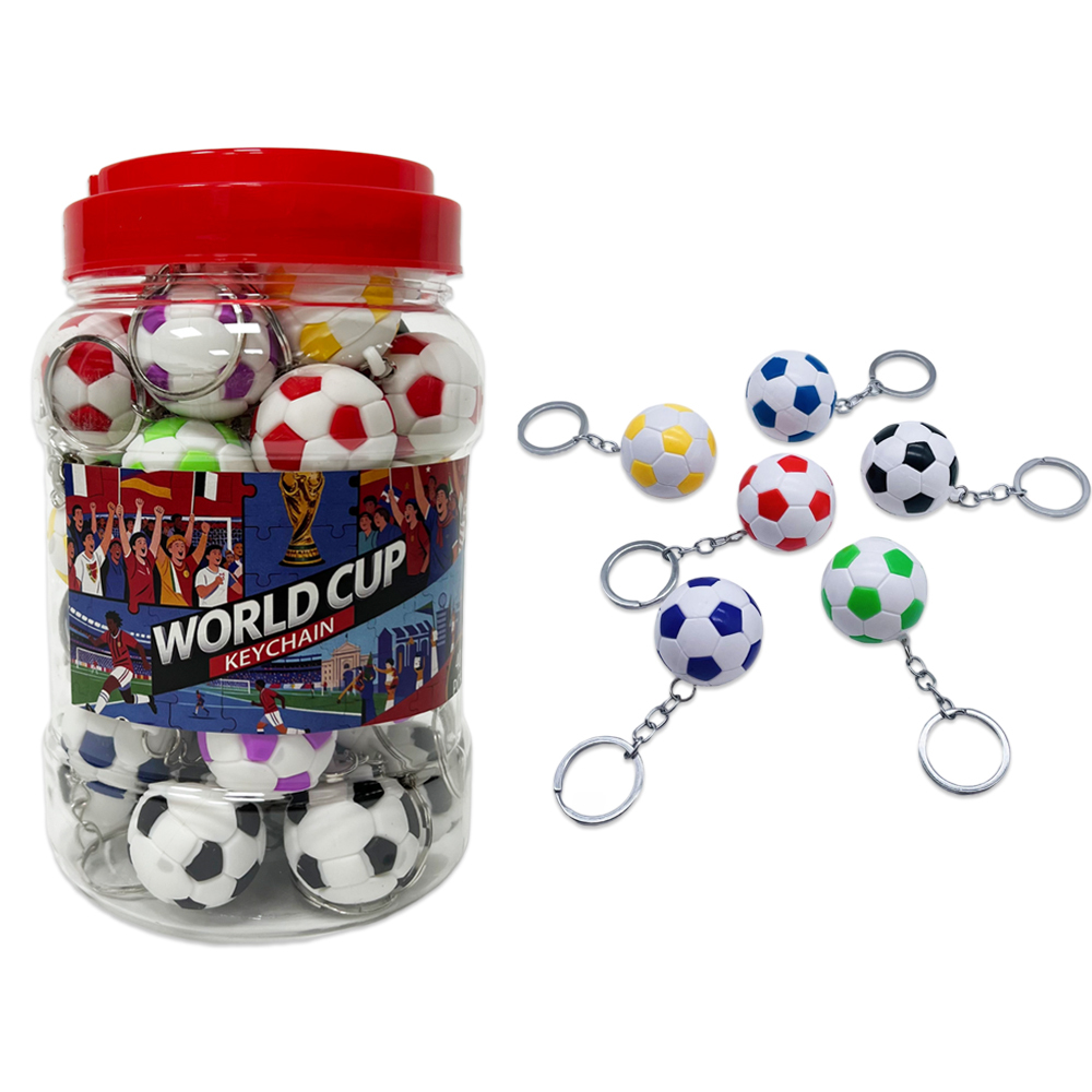 Wholesale Popular World Cup Cheap Price Colorful Football Keychain in Jar