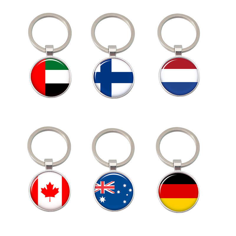 Wholesale Popular World Cup Cheap Price Colorful Football Team Flag Keychain in Jar