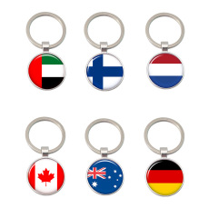 Wholesale Popular World Cup Cheap Price Colorful Football Team Flag Keychain in Jar