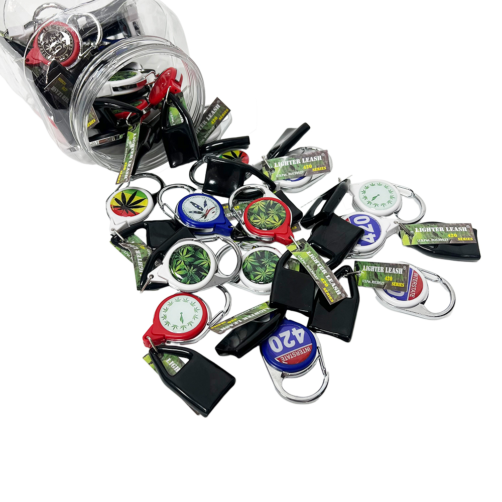 Wholesale Customizable Mix Design Colorful 420 Lighter Leash in Jar