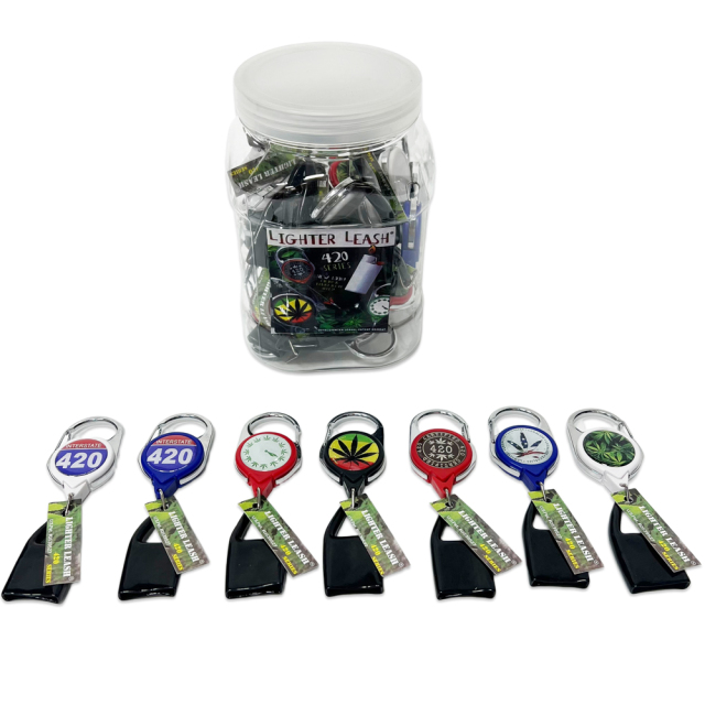 Wholesale Customizable Mix Design Colorful 420 Lighter Leash in Jar