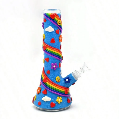 Wholesale Cute Rainbow Glass Bong Waterpipe Beaker Bong