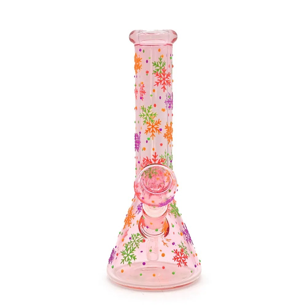 Wholesale Flower Design Luminous Waterpipe Glass Bong Beaker Bong