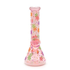 Wholesale Flower Design Luminous Waterpipe Glass Bong Beaker Bong