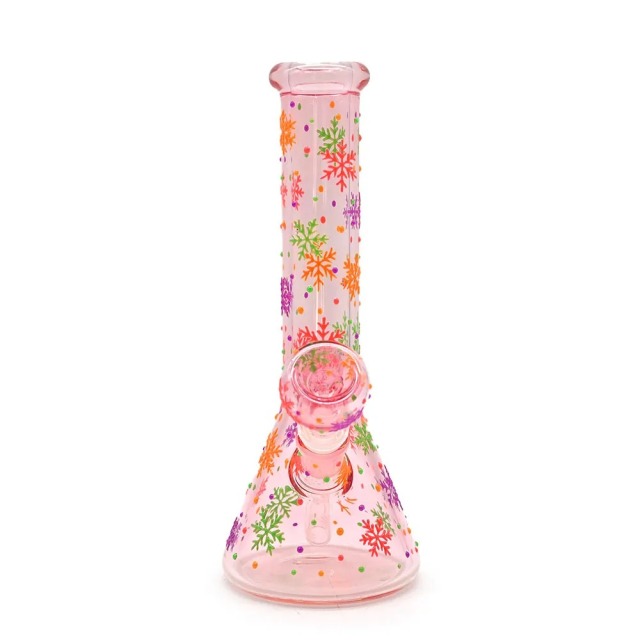Wholesale Flower Design Luminous Waterpipe Glass Bong Beaker Bong