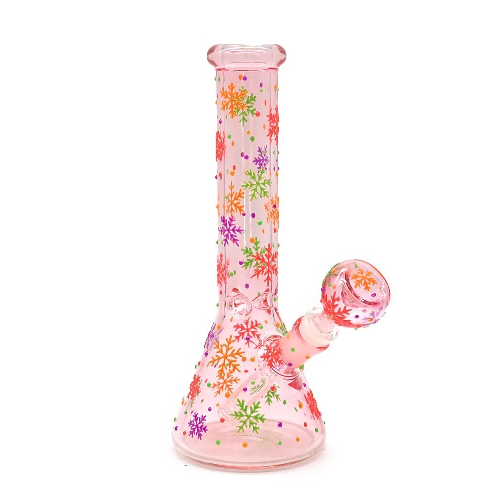 Wholesale Flower Design Luminous Waterpipe Glass Bong Beaker Bong