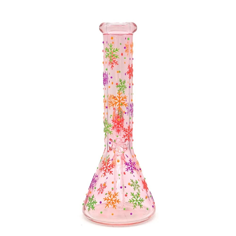 Wholesale Flower Design Luminous Waterpipe Glass Bong Beaker Bong