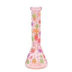 Wholesale Flower Design Luminous Waterpipe Glass Bong Beaker Bong