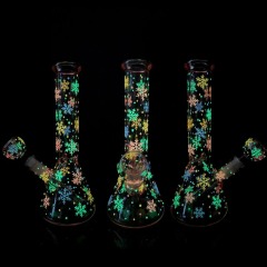 Wholesale Flower Design Luminous Waterpipe Glass Bong Beaker Bong