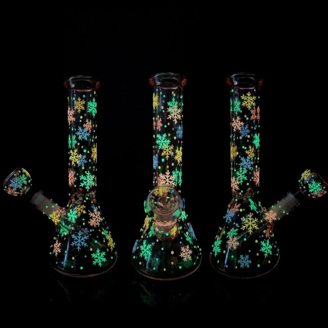 Wholesale Flower Design Luminous Waterpipe Glass Bong Beaker Bong