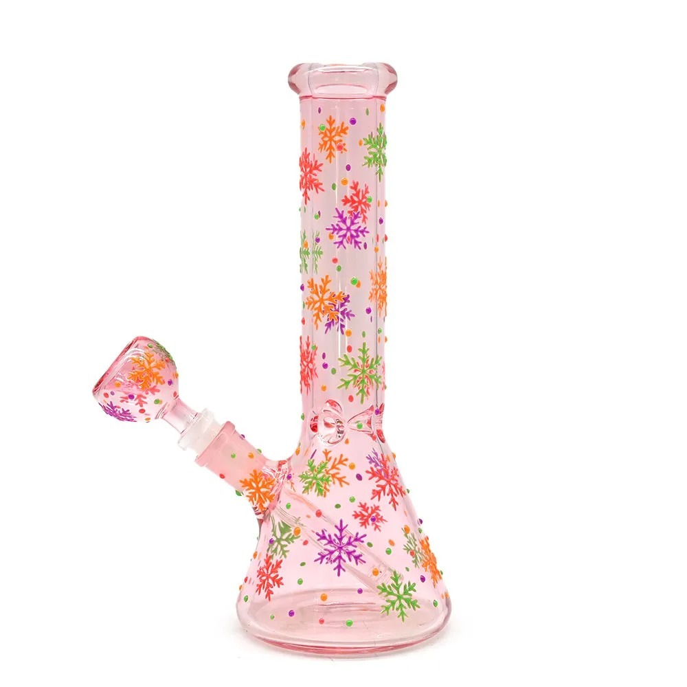 Wholesale Flower Design Luminous Waterpipe Glass Bong Beaker Bong