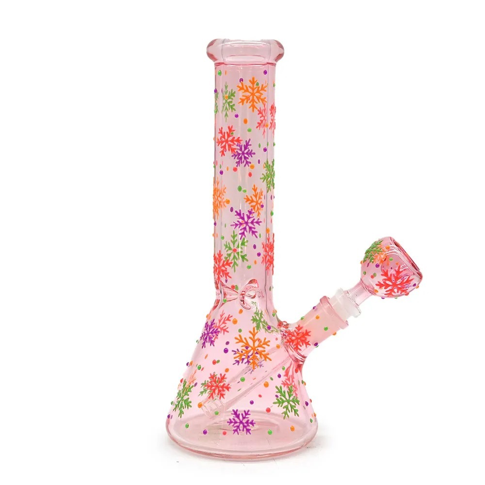 Wholesale Flower Design Luminous Waterpipe Glass Bong Beaker Bong