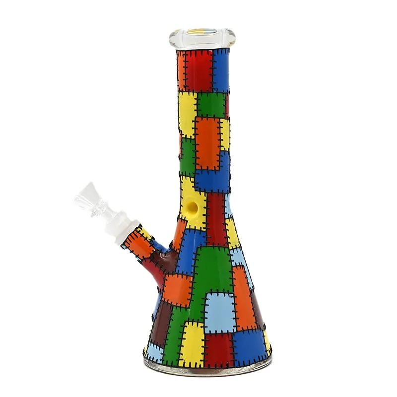 Wholesale Classic Plaid Pattern Glass Bong Waterpipe Beaker Bong