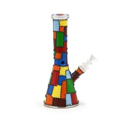 Wholesale Classic Plaid Pattern Glass Bong Waterpipe Beaker Bong