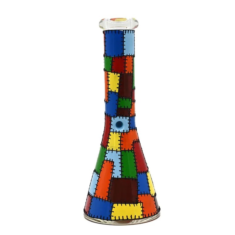 Wholesale Classic Plaid Pattern Glass Bong Waterpipe Beaker Bong