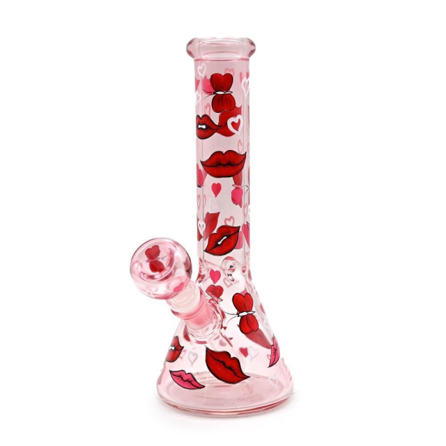Wholesale Sexy Lips Design Glass Bong Waterpipe Beaker Bong with Bowl