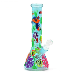 Wholesale Glow-in-the-dark Ocean Cute Fish Design Luminous Waterpipe Glass Bong Beaker Bong
