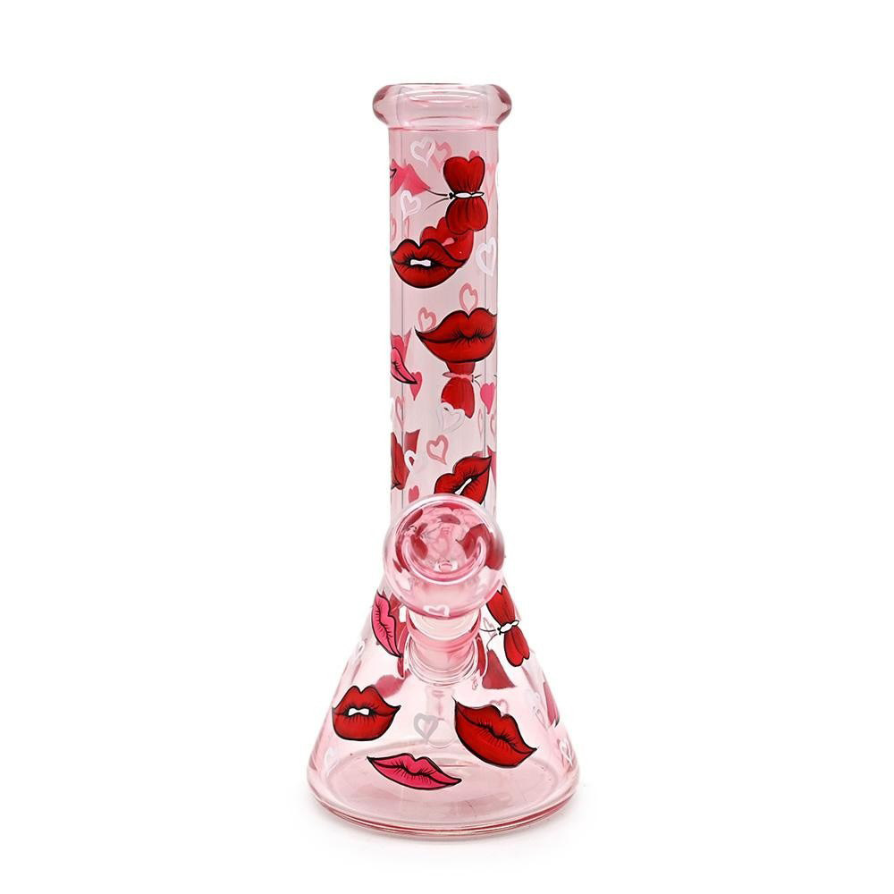 Wholesale Sexy Lips Design Glass Bong Waterpipe Beaker Bong with Bowl