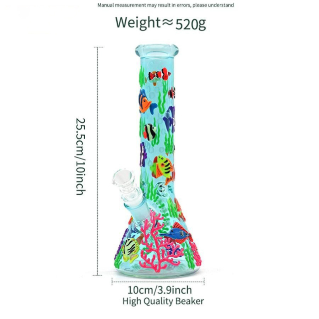 Wholesale Glow-in-the-dark Ocean Cute Fish Design Luminous Waterpipe Glass Bong Beaker Bong